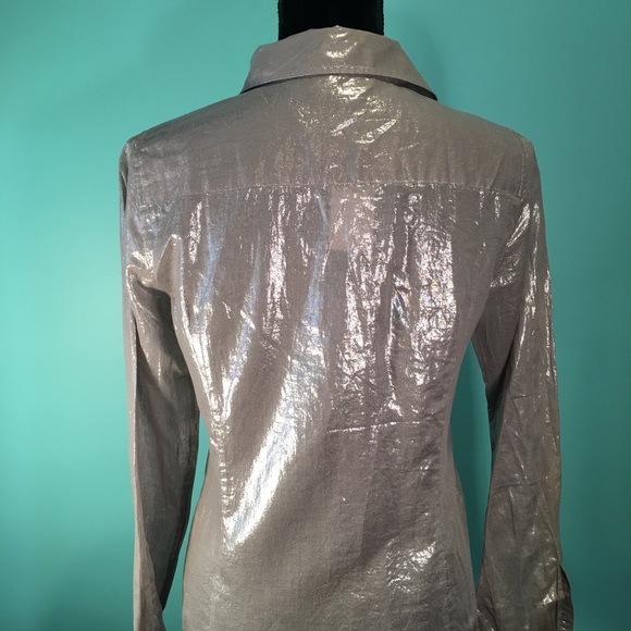 J. Crew Metallic Silver Blouse - Picture 3 of 3